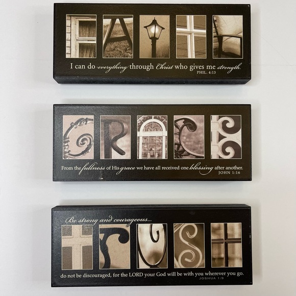 P. Graham Dunn Christian Art - 4 Plaques - Ready To Hang - About 2.5” X 6.5” - Picture 2 of 9